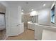 Bright bathroom featuring a glass shower, a modern vanity, and tile flooring at 6488 Sw 78Th Ct, Ocala, FL 34474