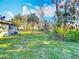 Large backyard featuring mature trees and lush green grass under a bright blue sky at 305 Bearcreek Dr, Bartow, FL 33830