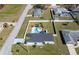 Overhead aerial view of a home featuring a large fenced backyard and private pool at 17 Se 61St Ct, Ocala, FL 34472
