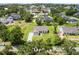 Gorgeous aerial shot of a home featuring a long driveway, lush green lawn, and mature trees in a quiet residential area at 2569 Rogers Rd, Lakeland, FL 33812