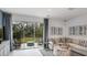 Living room with a large sliding glass door to a patio and comfortable seating area at 165 River Front Way, Edgewater, FL 32141