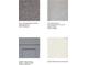 Selection of interior materials including carpet, tile, cabinets, and quartz countertops for a customized home at 2667 Fernleaf St, Auburndale, FL 33823