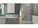 Bathroom featuring a tiled shower and tub combination, alongside white cabinets at 4791 Waltham Forest Dr, Davenport, FL 33837