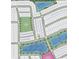 Community map displaying home lot locations, nearby green space, ponds, and street names within the neighborhood at 5190 Goldfinch Dr, St Cloud, FL 34771