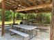 Covered outdoor pavilion with picnic tables, grill, and ceiling fans perfect for outdoor entertaining at 24605 Ne 177Th Ter, Fort Mc Coy, FL 32134