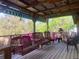 Covered porch with wooden furniture, perfect for relaxing and enjoying the outdoor view at 24605 Ne 177Th Ter, Fort Mc Coy, FL 32134