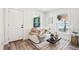 Bright living room with new wood floors, white walls, and modern decor, adjacent to the front door at 515 9Th St, Winter Garden, FL 34787