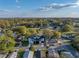 An aerial view shows two modern homes surrounded by a green neighborhood with mature trees and well-maintained streets at 720 W 14Th St, Lakeland, FL 33805