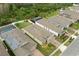 Aerial view highlighting well-kept homes with pools, solar panels, and green spaces in a residential neighborhood at 4763 Riverwalk Dr, St Cloud, FL 34771