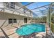 A refreshing in-ground pool under a screened enclosure, perfect for outdoor relaxation and entertaining at 913 Parasol Pl, Kissimmee, FL 34759