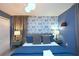 Comfortable bedroom with blue walls, plush king bed, side tables and modern lighting at 2956 Penelope Loop, Kissimmee, FL 34746