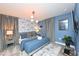 Comfortable bedroom with blue walls, plush king bed, side tables and modern lighting at 2956 Penelope Loop, Kissimmee, FL 34746