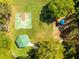 Overhead view of park with basketball court, playground, and pavilion with picnic tables for residents at 11321 Ledgement Ln, Windermere, FL 34786