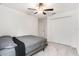 Bedroom with a ceiling fan, closet, plush carpet, and neutral colors at 1700 Red Loop, Lakeland, FL 33801