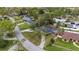 Scenic aerial shot of a house with a private pool in a quiet, tree-lined neighborhood, offering a serene and inviting atmosphere at 12 Lake Link Dr, Winter Haven, FL 33884