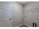 Convenient laundry room featuring a utility sink, washer/dryer hookups and storage shelf at 1014 Foreshore Ln, Haines City, FL 33844
