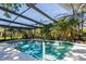 Inviting screened-in pool with clear blue water, surrounded by a concrete deck and lush greenery at 105 Country Club Ln, Mulberry, FL 33860
