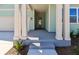 Welcoming front porch with decorative pillars and a modern front door, perfect for relaxing at 6221 Trailblaze Bnd, St Cloud, FL 34771