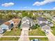 Aerial view of a home and a well-manicured neighborhood, showcasing lush greenery and a tranquil pond at 14110 Sapphire Bay Cir, Orlando, FL 32828