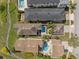 Aerial view of houses with private pools and lush landscaping, providing an overview of the neighborhood at 1529 Euston Dr, Reunion, FL 34747