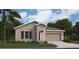 Charming single-story home boasts a neutral color palette, manicured lawn, and an attached two-car garage at 4735 Golden Knight Blvd, Kissimmee, FL 34746