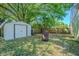 Fenced backyard featuring green space and shed at 6125 Morningdale Ave, Lakeland, FL 33813