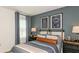 Stylized bedroom with dark blue walls and masculine accents at 1920 Rosewood Cir, Lakeland, FL 33810