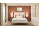 Inviting bedroom showcasing a well-dressed bed, matching nightstands with lamps, and an earthy color scheme at 1261 Deepwater Cir, Eagle Lake, FL 33839