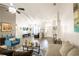 Open-concept living room showcases vaulted ceilings, modern furnishings, and stylish decor at 5416 Oxford Manor Cir, Lakeland, FL 33810