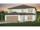 Charming two-story home featuring a symmetrical design, light blue front door, and a two car garage at 1687 Ruby Ln, Lake Alfred, FL 33850