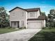 Charming two-story home featuring a neutral color palette, attached two-car garage, and well-maintained landscaping at 13458 Leaping Water Way, Astatula, FL 34705
