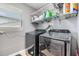 Modern laundry room features shelving and high-end washer and dryer sets at 4523 Oakglen Rd, Lakeland, FL 33813