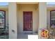 Close up of the beautiful front door of the home, plants and a covered entry at 13581 Sw 48Th Ct, Ocala, FL 34473