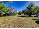 A large grass backyard area, surrounded by trees, with a light blue sky at 4290 Trainer Rd, Bartow, FL 33830