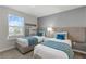 Bright bedroom with two twin beds, colorful accents, and a view of the neighborhood at 1568 Maidstone Ct, Davenport, FL 33896