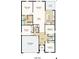 Detailed floor plan showcasing the layout of a four bedroom home with a kitchen island, 2-car garage and open living spaces at 2434 Slippery Rock St, Auburndale, FL 33823
