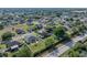 Wonderful aerial shot of a home with a white-fenced yard, mature trees, and meticulously landscaped surroundings in a residential area at 6272 Cornerstone Dr, Lakeland, FL 33813