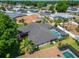 Aerial view of a house with a screened pool area in a neighborhood at 7402 Gunstock Dr, Lakeland, FL 33809