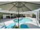 Inviting pool area with lounge chairs, umbrella, and screened enclosure for relaxation at 7402 Gunstock Dr, Lakeland, FL 33809