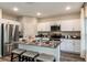 Modern kitchen with stainless steel appliances, white cabinetry, central island, and bar stool seating at 2212 Canyon Oak Dr, Davenport, FL 33837