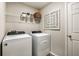 Bright laundry room featuring a modern washer and dryer with shelving for storage at 2212 Canyon Oak Dr, Davenport, FL 33837
