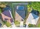 Aerial view of a beautiful landscaped home with a private pool and fenced-in yard at 16755 Sunrise Vista Dr, Clermont, FL 34714