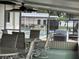 Screened in patio area with seating, overlooking the shuffleboard courts and green spaces of the community at 65 Joppa Dr, Winter Haven, FL 33884