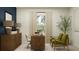 Home office space with a wooden desk, comfortable seating, and modern decor at 971 Hour Glass Rd, Lakeland, FL 33801