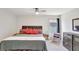 Bedroom featuring a ceiling fan, neutral walls, and a patterned bedspread at 329 W Aster Ct, Poinciana, FL 34759