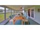 Inviting screened-in porch with a table and chairs for outdoor dining at 9210 Lehall W Sq, Lakeland, FL 33810