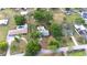 Aerial view showcasing a home with a pool, complemented by mature trees and a sprawling yard in a peaceful residential area at 7220 Pinehaven Dr, Lakeland, FL 33810