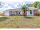 Charming single-story home featuring brick accents, an attached garage, and front yard with a palm tree at 7220 Pinehaven Dr, Lakeland, FL 33810