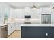 Stylish kitchen featuring stainless steel appliances, a dark island, and ample cabinet space at 214 E Harding St, Orlando, FL 32806