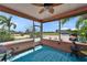 Enjoy the outdoors on this covered patio, perfect for relaxing with comfortable seating and serene neighborhood views at 2991 Wood Duck Dr, Polk City, FL 33868